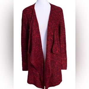 AERIE Dark Red Wool Blend Mid Length Waterfall Sweater Cardigan Small